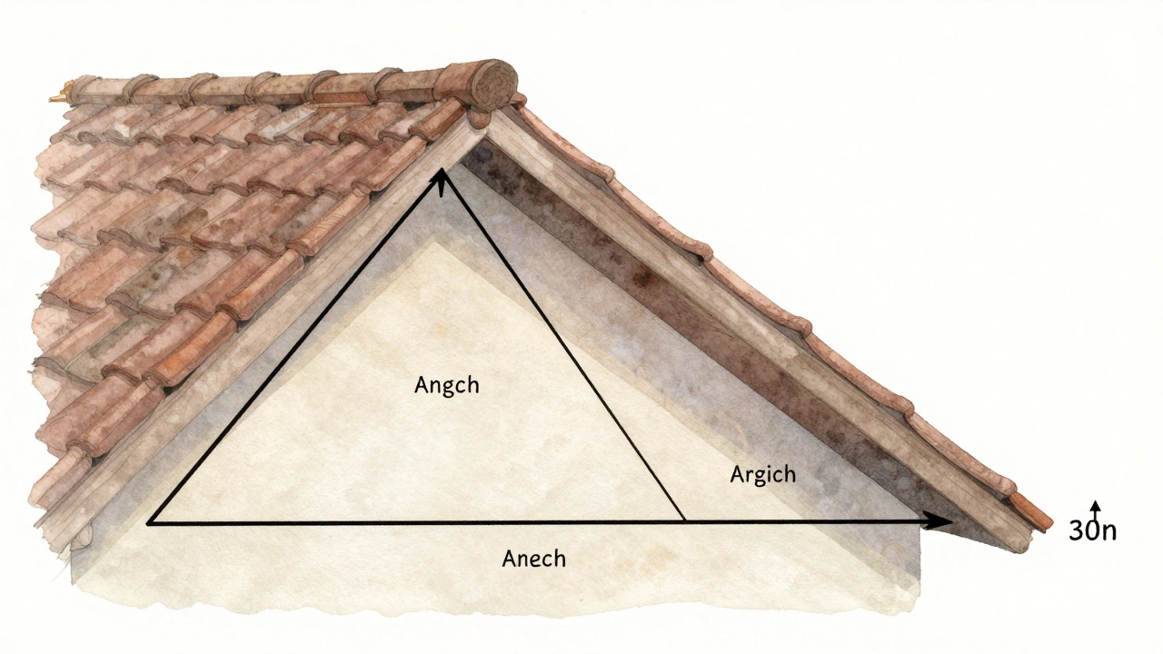 Крыша с наклоном 30 градусов и треугольником для расчета площади