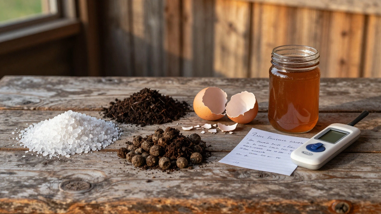 Пять натуральных удобрений вместо золы: компост, биогумус, калийная соль, скорлупа и настой коровяка.