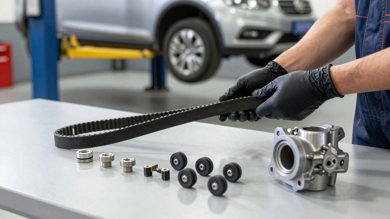 Новый комплект ремня ГРМ с роликами и помпой в автосервисе
