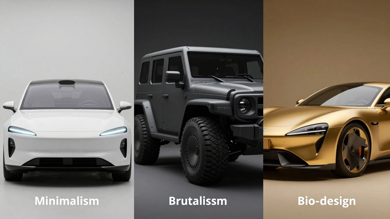 Сравнение трех стилей автодизайна: минимализма, брутализма и биодизайна